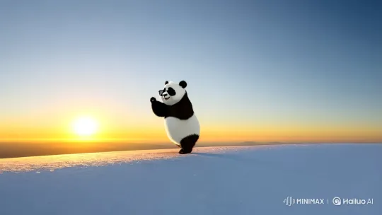 Panda Dance at Sunrise on Snowy Peak – AI Generated Video | Hailuo AI