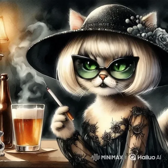 Aesthetic Cat in Contemplation at a Dimly Lit Bar – AI Generated Video | Hailuo AI