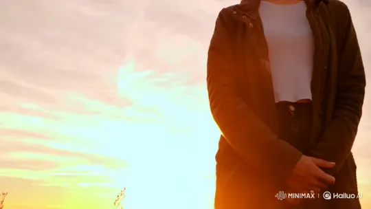 Ethereal Glow: Subject in Golden Landscape – AI Generated Video | Hailuo AI