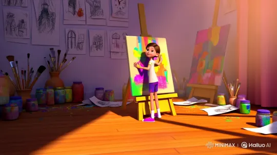 Child's Creative Sanctuary: Artistic Journey and Inspiration – AI Generated Video | Hailuo AI