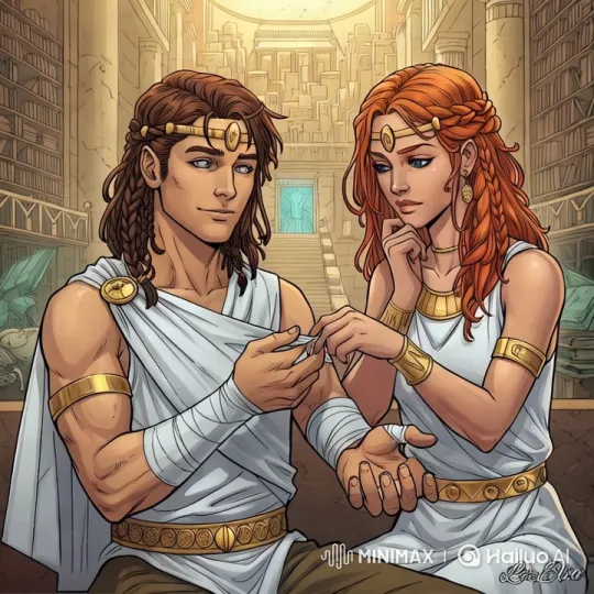 Ancient Library: Man Recounts Tragedy to Attentive Woman – AI Generated Video | Hailuo AI