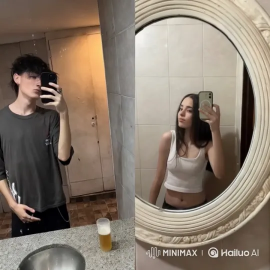 Young Couple's Intimate Bathroom Selfie Moment – AI Generated Video | Hailuo AI