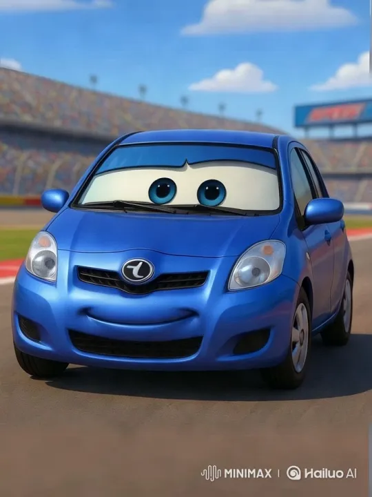 Animated Car Character on a Vibrant Race Track – AI Generated Video | Hailuo AI