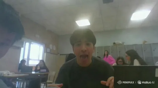 Young Man Surprises Girl with Kiss in Classroom – AI Generated Video | Hailuo AI
