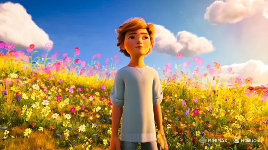 Boy's Hopeful Journey in Sunlit Meadow – AI Generated Video | Hailuo AI
