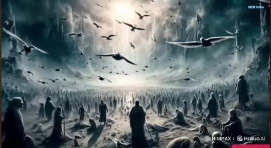 Mysterious Cloaked Figures Amidst Desolate Landscape – AI Generated Video | Hailuo AI