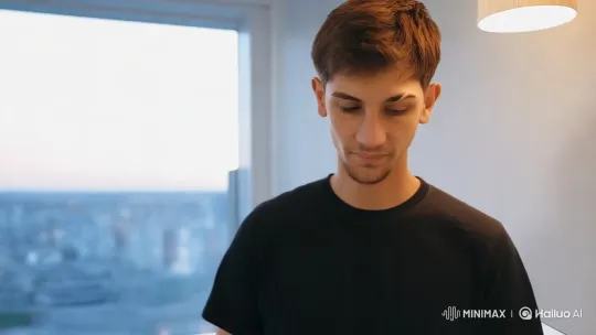 Contemplative Man Prepares for Challenge in Minimalist Room – AI Generated Video | Hailuo AI