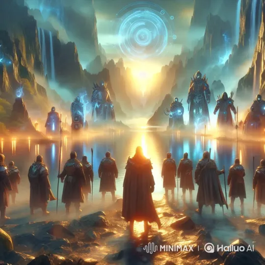 Ancient Travelers Witness Their Future Selves in Mystical Lake Scene – AI Generated Video | Hailuo AI
