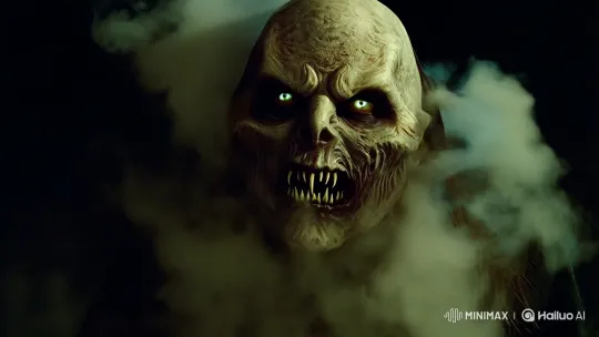 Ghost Face Emerges in Haunting, Close-Up Cinematic Scene – AI Generated Video | Hailuo AI