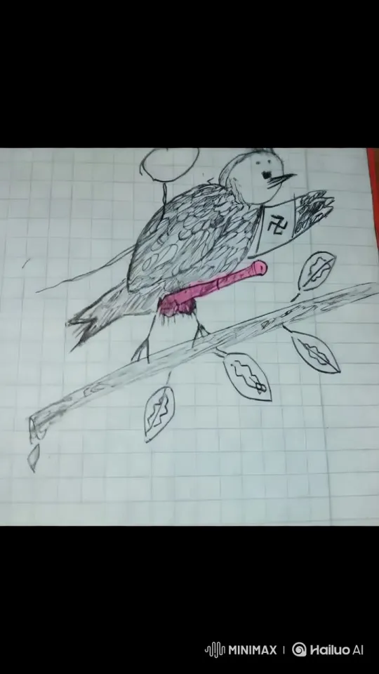 Animated Bird Grips Pistol on Grid-Background – AI Generated Video | Hailuo AI
