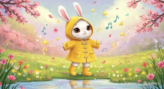 Spring Meadow Bunny Enjoys a Colorful Dream – AI Generated Video | Hailuo AI