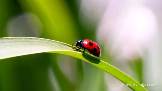 Aesthetic Close-up of a Ladybug on Grass – AI Generated Video | Hailuo AI