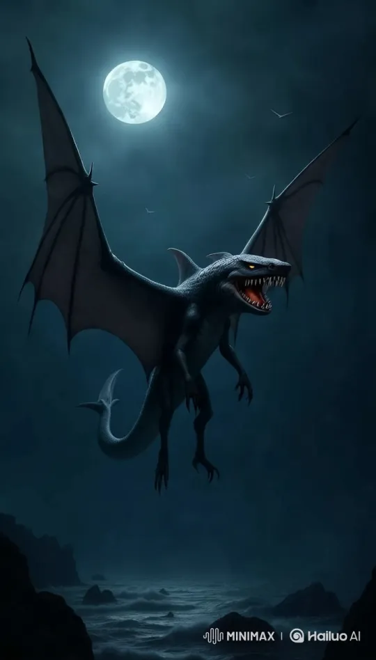 Majestic Dragon Soaring in Moonlit Night Sky – AI Generated Video | Hailuo AI