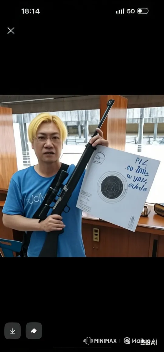 Person Fires Submachine Gun Wildly Indoors in Live2D Animation – AI Generated Video | Hailuo AI