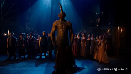 Female Actor Unmasks as Demon in Surreal Stage Performance – AI Generated Video | Hailuo AI