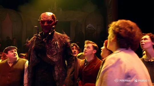 Theatrical Revelation: Demon Unmasks as Emma Watson – AI Generated Video | Hailuo AI