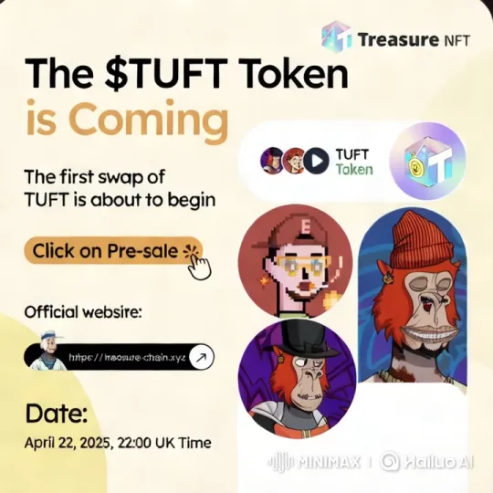Treasure NFT's $TUFT Token Pre-Sale Announcement – AI Generated Video | Hailuo AI