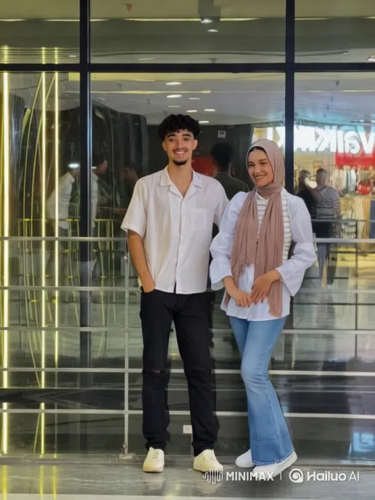 Couple Embraces in Modern Shopping Mall Setting – AI Generated Video | Hailuo AI