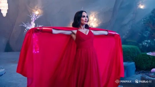 Megan Fox Enchants in Mysterious Red Gown and Cape – AI Generated Video | Hailuo AI