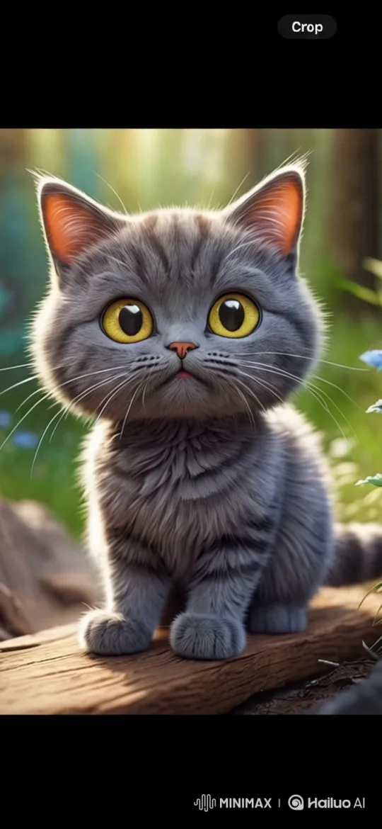 Curious Gray Cat in Lush Greenery – AI Generated Video | Hailuo AI