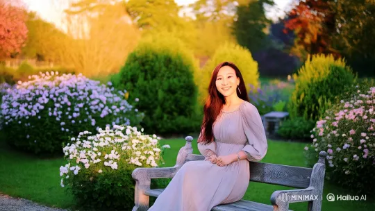 Woman Embraces Love in a Serene Garden Setting – AI Generated Video | Hailuo AI
