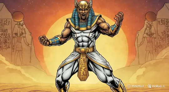 Ancient Egyptian Deity Showcase in Majestic Desert Setting – AI Generated Video | Hailuo AI