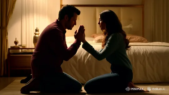 Couple's Prayer Meets Celestial Visit in Aesthetic Film Clip – AI Generated Video | Hailuo AI
