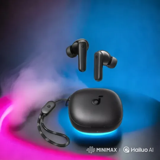 Elegant Wireless Earbuds Displayed in Modern, Aesthetic Setting – AI Generated Video | Hailuo AI