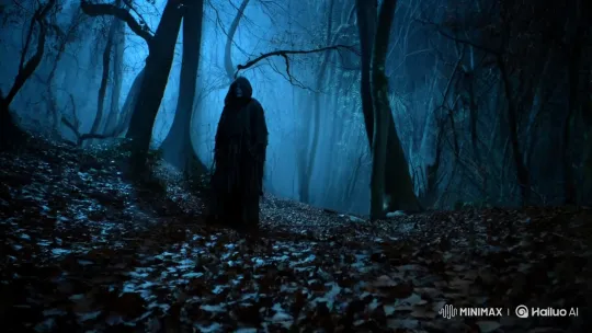 Mysterious Figure in a Haunted Forest at Night – AI Generated Video | Hailuo AI
