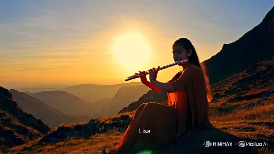 Serene Morning: Girl Plays Flute on Mountain – AI Generated Video | Hailuo AI