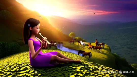 Fantasy Film Sequence: Enchanted Sunrise with Lisa and Unicorns – AI Generated Video | Hailuo AI
