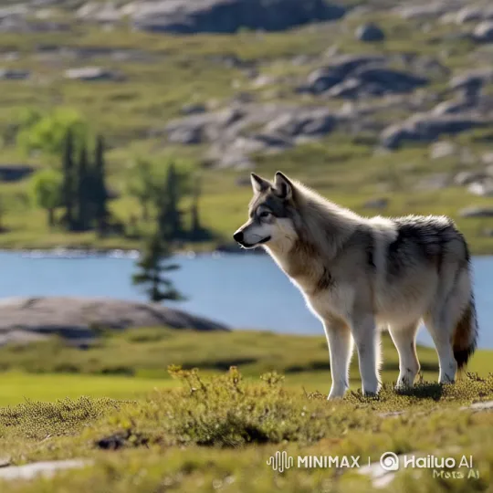 Graceful Wolf in Serene Landscape: Aesthetic Walk – AI Generated Video | Hailuo AI
