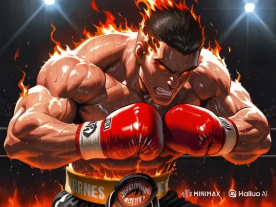 Determined Boxer in Fiery Championship Ring – AI Generated Video | Hailuo AI