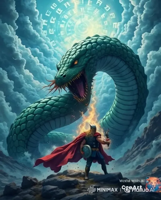 Warrior Faces Serpent in Majestic Mountain Landscape – AI Generated Video | Hailuo AI