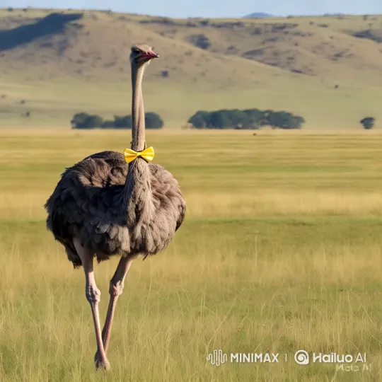 Elegant Ostrich in Serene Landscape – AI Generated Video | Hailuo AI