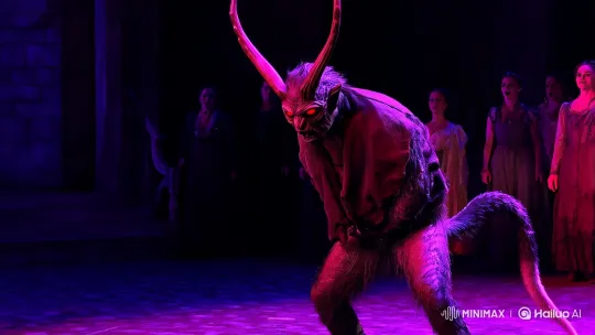 Emma Watson Unmasks as Demon in Theatrical Performance – AI Generated Video | Hailuo AI