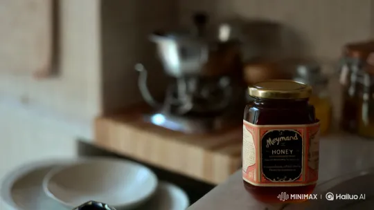 Elegant Hand Retrieves Meymand Honey in Aesthetic Scene – AI Generated Video | Hailuo AI
