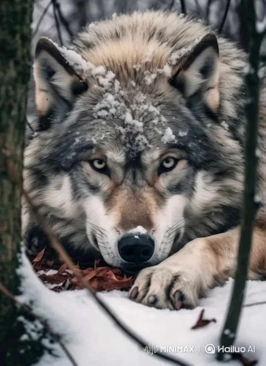 Wolf and Butterfly: A Serene Encounter in Snow – AI Generated Video | Hailuo AI