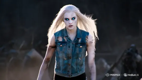 Platinum-Blonde Warrior in Dynamic Battle Scene – AI Generated Video | Hailuo AI