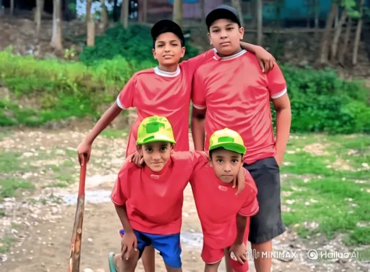 Children Prepare for Cricket Game in Lush Green Setting – AI Generated Video | Hailuo AI