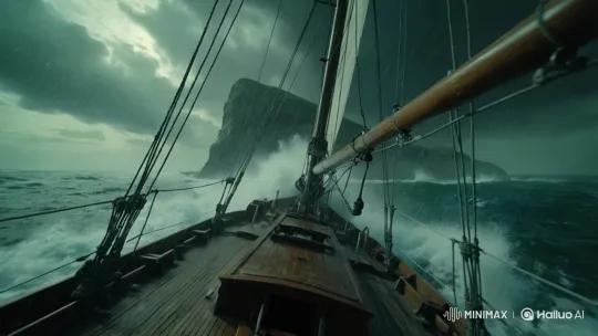 Vintage Yacht Braving a Hyper-Realistic Storm in 8k – AI Generated Video | Hailuo AI