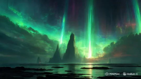 Tranquil Nature: Ripples, Clouds, and Aurora Lights – AI Generated Video | Hailuo AI