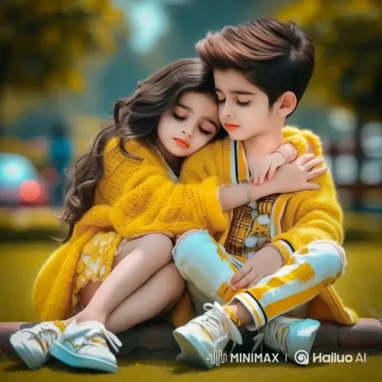 Children's Tender Embrace in Colorful Park Setting – AI Generated Video | Hailuo AI