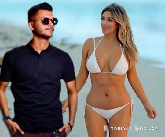 Romantic Couple Embraces on Serene Beach – AI Generated Video | Hailuo AI