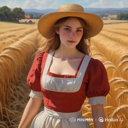 Golden Wheat Field: A Farm Girl's Serene Stroll – AI Generated Video | Hailuo AI