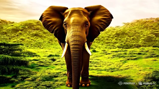 Majestic Elephant in Golden Landscape – AI Generated Video | Hailuo AI