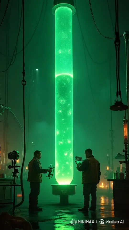 Futuristic Lab: Tiny Workers in Neon Glow Experiment – AI Generated Video | Hailuo AI