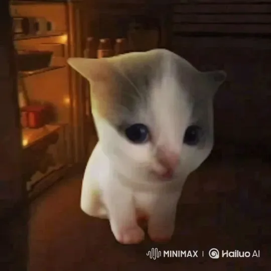 Curious Kitten Examines Computer at Night – AI Generated Video | Hailuo AI