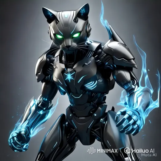 Futuristic Robotic Cat with Glowing Energy Visuals – AI Generated Video | Hailuo AI