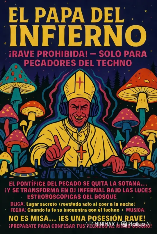 DJ Transforms Religious Attire in Psychedelic Forest Rave – AI Generated Video | Hailuo AI